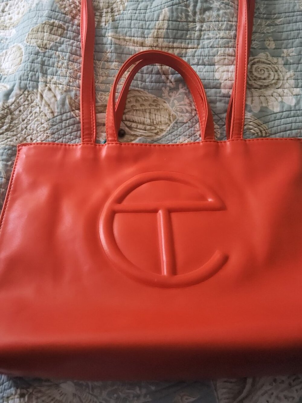 Beautiful Telfar Orange Shopper Tote Bag Medium 15"